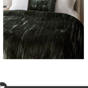 West Elm Velvet Duvet Cover and Shams (King), Dark Moss